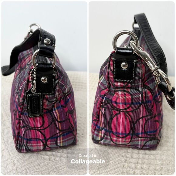 Y2K Coach Signature Tartan Top Handle Pouch F44166 Glitter Demi Mini Bag - Picture 5 of 10